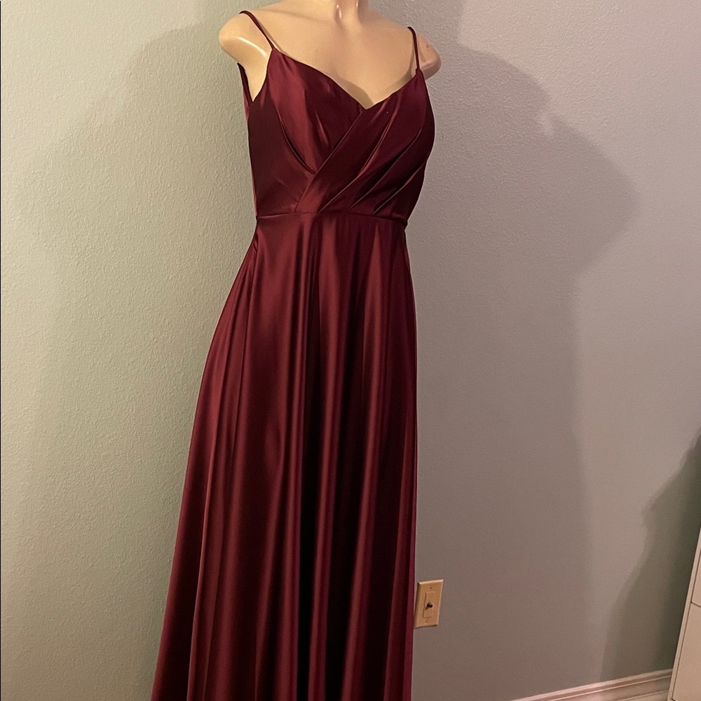 SORELLA VITA Burgundy Satin Maxi Dress